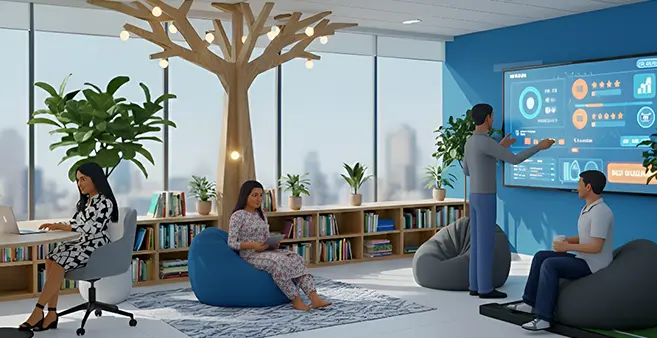 Abstract illustration of collaboration and future building