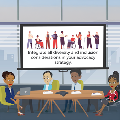 Screenshot of policy advocacy e-learning screen three